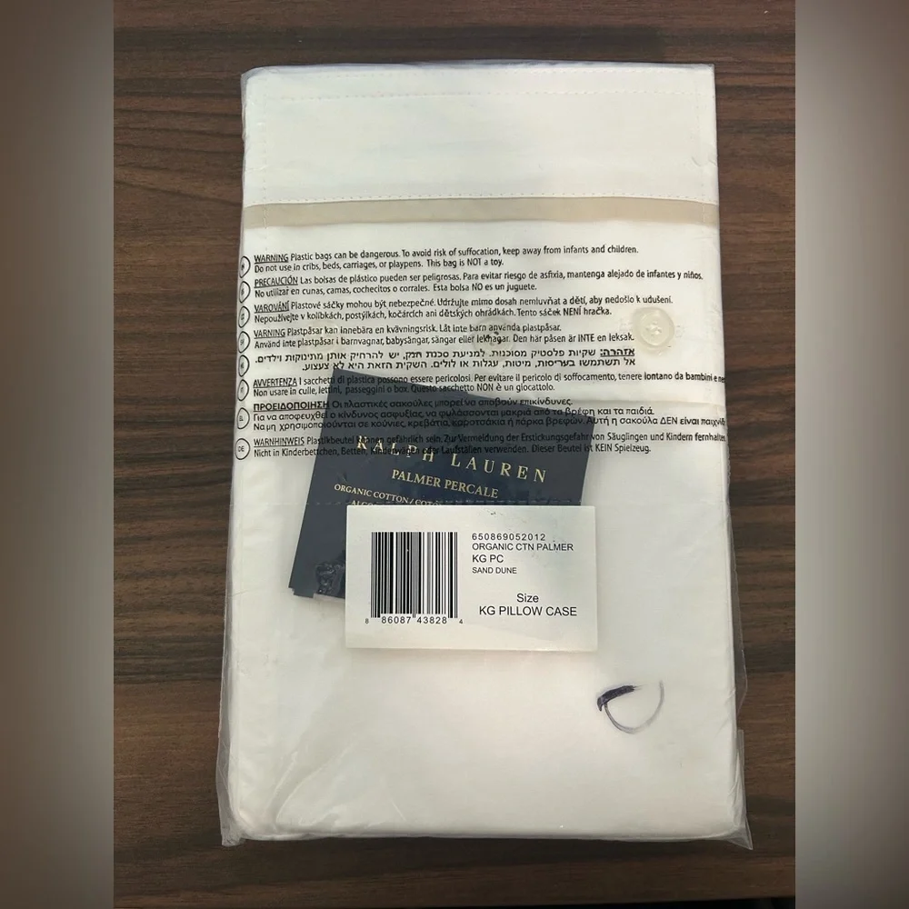 Ralph Lauren Organic Cotton Palmer Percale 2 King Pillowcases Sand Dune